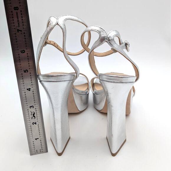 Badgley Mischka Caia Ankle Strap Platform Sandals Women's Silver Size US6.5 EU37 - Picture 4 of 9